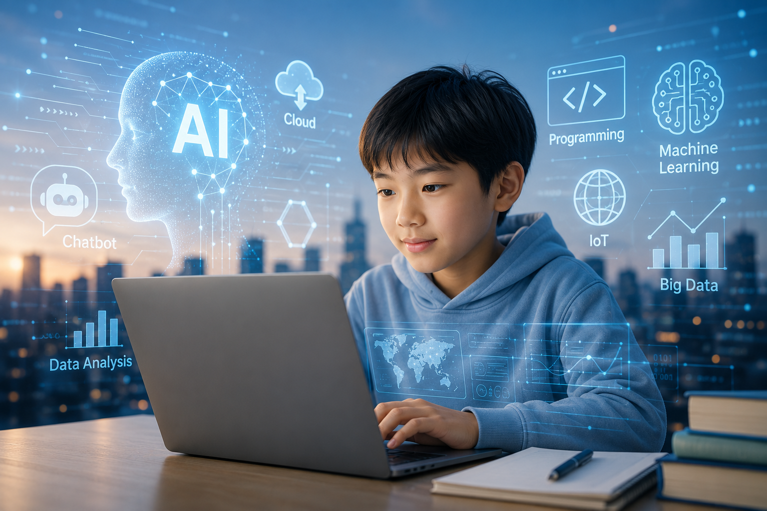 AIとテクノロジーを学ぶ子ども