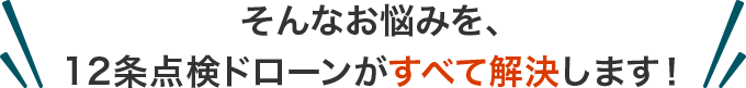 そんなお悩みを、12条点検ドローンがすべて解決します！